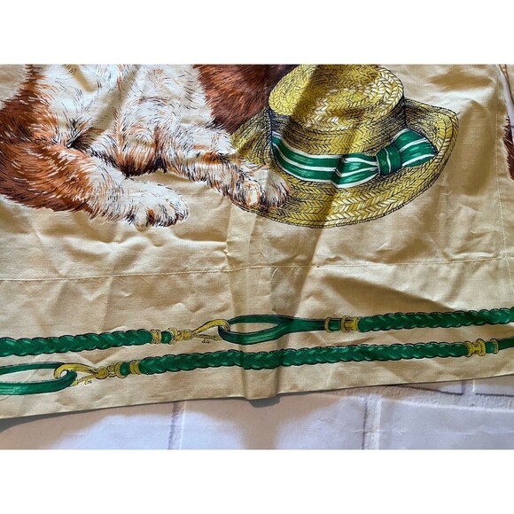 Vintage Half Apron Border Collie Puppy Dog with Sun Hat Tan Ties in Back - Picture 6 of 9